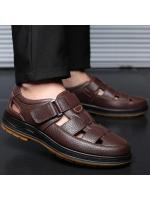 Sandalias de piel de vaca huecas de verano, sandalias ligeras transpirables para hombre, sandalias para exteriores, zapatos de playa cómodos informales de viaje para hombre de gran tamaño - details 5