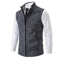Suéter sin mangas de punto para hombre, cárdigan de terciopelo de lana con cremallera, jerséis de cuello alto, Chaleco de punto - details 8
