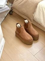 Botas de nieve con plataforma para mujer, parte superior baja, piel de oveja, invierno, nuevas - details 1