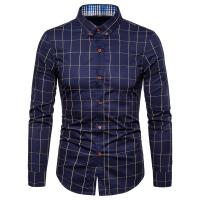 Camisa de algodón para hombre, camisa de manga larga a cuadros, informal, de negocios, ajustada, para oficina, 1311 - details 2