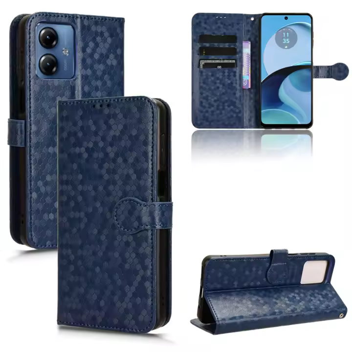 Funda de Cuero Corrugado Sencillo para Motorola Moto G14 G 4G Carcasa de Teléfono Móvil Sólida de Color Sólido - 1