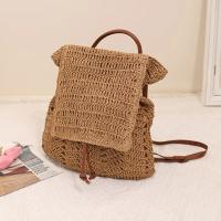 Mochila de paja para mujer, bolso de hombro hueco bohemio, bolsos de viaje tejidos de ganchillo para mujer, paquete de playa de punto - details 10