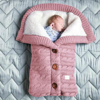 Saco de dormir de punto grueso para bebé, forro de Cachemira de imitación infantil, envoltura para recién nacido, manta para cochecito de niño - details 5