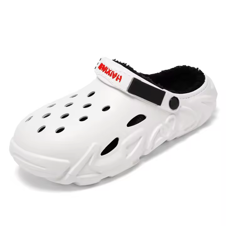 2023 nuevos zapatos con agujeros para hombres, suela gruesa antideslizante con puntera, zapatillas de algodón cálidas informales para interiores y exteriores para hombres - 1