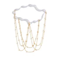 Ingemark Kpop banda elástica blanca cuentas de borlas pierna muslo cadena para mujer Bikini Festival de verano joyería corporal accesorios de boda nuevo - details 5