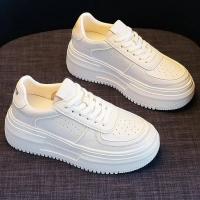 Zapatillas de deporte informales para mujer, zapatos planos de plataforma transpirables para caminar y correr, color blanco - details 4
