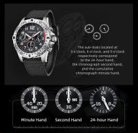 NORTH EDGE MACH Ⅱ solar Men 's Watch 316L stainless steel case three time Plate Night Light puntero TPR nylon Correa 104g - details 6