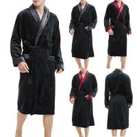 Bata de Hombre Cálida con Capucha de Franela Ropa de Noche con Bolsillos - details 0