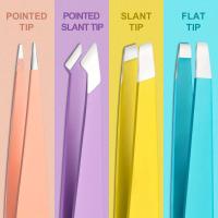 Aguja De Cejas De Acero Inoxidable Colorida Herramienta De Maquillaje Para Eliminar Cabello Fino Con Pinzas Slanted - details 1