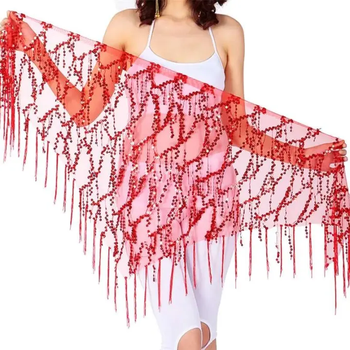 Flecos de lentejuelas para mujer, tres danzas indias, bandas de práctica de danza del vientre, pañuelo triangular en la cadera, nuevo estilo - 1