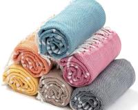 Toalla de playa de gran tamaño para baño a rayas turcas con borlas, súper absorbente, suave y fácil de cuidar, 100% algodón, adecuada para viajes - details 0