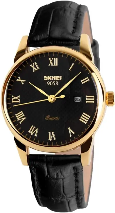 Relojes de mujer para mujer, correa de cuero negro, resistente al agua, moda informal, vestido sencillo, cuarzo, analógico, calendario de fecha y día - 1