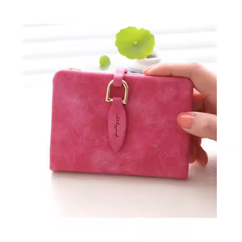 Nueva cartera corta para mujer, ultrafina, moda coreana, versátil, estilo fresco europeo y americano, monedero de cuero suave mate con cremallera - 1