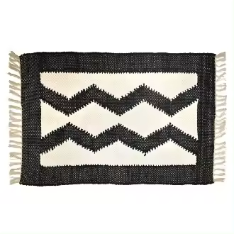 CAPRILO REGALOS & DECORACIÓN Alfombra Rectangular Decorativa Étnica de Algodón con Flecos. Decoración del hogar. Regalos Originales. Dormitorios y Salón. Textil. 80 x 50 x 1 cm. - 1