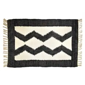 CAPRILO REGALOS & DECORACIÓN Alfombra Rectangular Decorativa Étnica de Algodón con Flecos. Decoración del hogar. Regalos Originales. Dormitorios y Salón. Textil. 80 x 50 x 1 cm. - 1