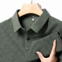 Polo informal de manga larga para hombre, color sólido, transpirable, cómodo, versátil, moderno, novedoso - details 3