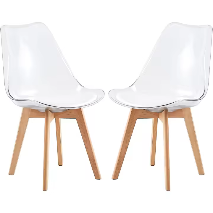 Sillas de Comedor Nórdicas Paquete de 4 Diseño Ergonómico con Cojín y Resalto Madera de Haya - 1