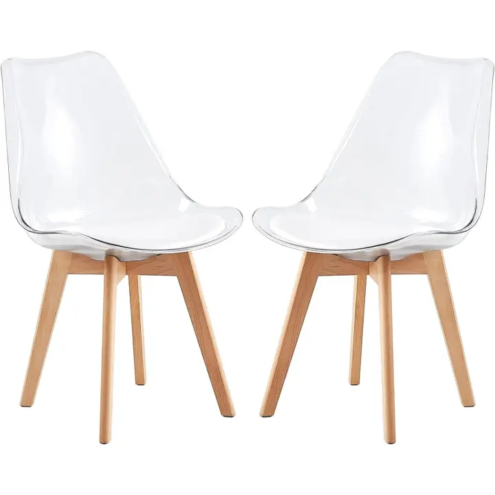 Sillas de Comedor Nórdicas Paquete de 4 Diseño Ergonómico con Cojín y Resalto Madera de Haya - 1