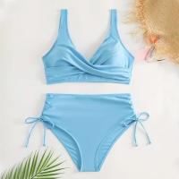 Conjunto de Bikini de 2 Piezas para Mujer Traje de Baño Sin Mangas con Cuello en V y Cintura Alta - details 17