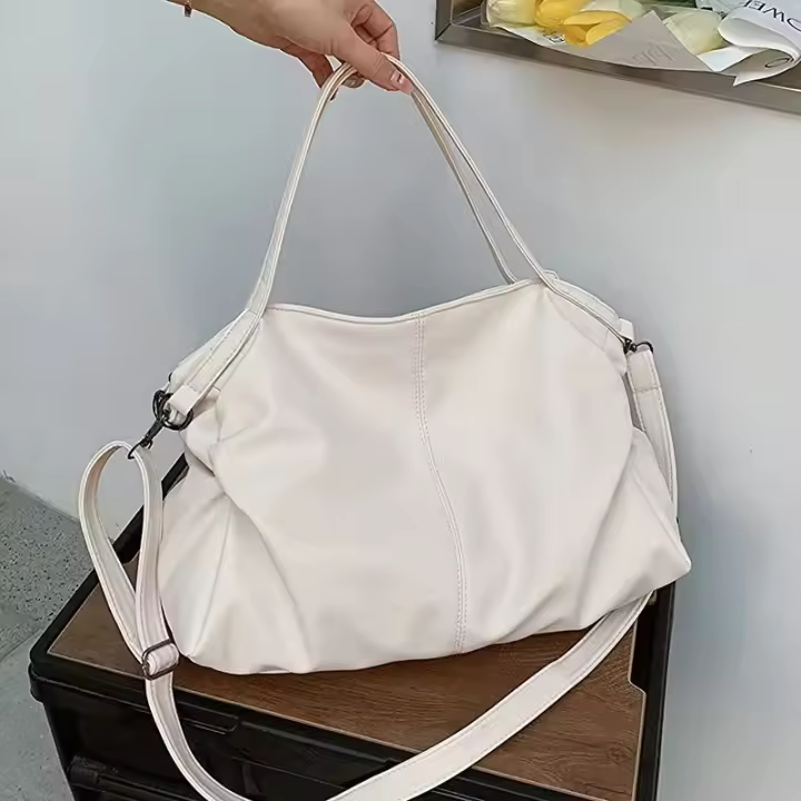 Bolso De Hombro Negro Grande Para Mujer, Bolso De Compras Grande, Bolso Cruzado De Cuero Suave De Alta Calidad Y Color Sólido, Bolso De Viaje Para Mujer - 1