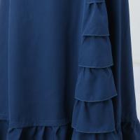 Falda larga de cintura alta para mujer, falda de medio cuerpo, dobladillo con volantes irregulares, elegante, Vintage, color sólido - details 8