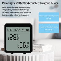 Sensor inteligente de temperatura y humedad con pantalla Digital LCD, Detector de termómetro interior para Alexa y Google - details 2