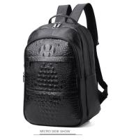 Mochila casual para hombres, mochila de cuero de moda, bolso de computadora de 15,6 pulgadas con patrón de cocodrilo, mochila de viaje - details 16