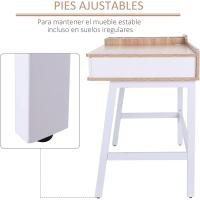 Mesa de Ordenador PC 137x55x92 cm Escritorio con Estantería de 3 Estantes 2 Cajones y Soporte para Impresora para Oficina Estudio Despacho Blanco y Roble - details 14