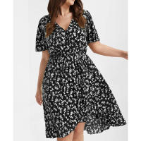 2025 vestido floral adelgazante con cintura elástica y cuello en V para mujer, nuevo superventas - details 2