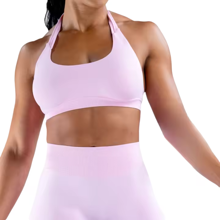Impacto mujeres sin costuras Halter Top deportes sujetador alto soporte push-up Sexy espalda abierta gimnasio tanque Fitness Yoga entrenamiento ropa interior DYN - 1