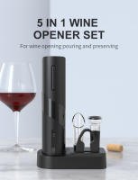 Abrebotellas de Vino Eléctrico de Acero Inoxidable Base de Carga Automática con Cortaventos y Vertedor de Vino para Cocina y Fiestas - details 0