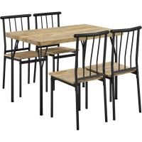 Juego de Mesa de Comedor de 4 Sillas Rectangular para 4 Personas Ideal para Comedor, Sala de Estar, Terraza Color Marrón - details 0