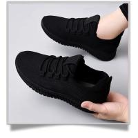 Zapatillas de plataforma antideslizantes transpirables para mujer, zapatos informales coreanos para correr, zapatillas negras - details 8