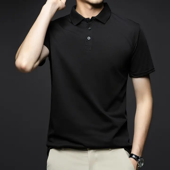 Polo de manga corta para hombre, camiseta transpirable y cómoda con cuello vuelto, color sólido, a la moda, novedad de verano - 1