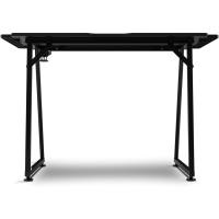 Mesa Gaming con Tablero con Acabado en Fibra de Carbono Cubierto por una Alfombrilla Full Size, Soporte para Tazas y Auriculares, Patas Regulables, Color Negro - details 6