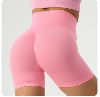 Pantalones cortos de yoga para levantamiento de glúteos para mujer, cintura alta, control de barriga, fruncidos - details 3