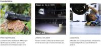 Linterna LED Alta Potencia L8000, Portátil Linterna Tactica con 3 Modos de Iluminación, Impermeable IP44 Zoomble Linterna de Mano para Ciclismo, Camping, Senderismo etc. 3 Pilas AAA Incluidas - details 2