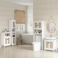 Auxiliar de Baño de Ratán Armario con 2 Puertas Frontal de Ratán Ajustable y Abierto 60x30x90 cm - details 1