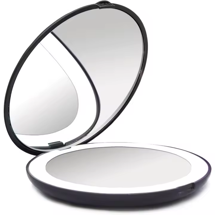 Espejo compacto LED, espejo de viaje iluminado, aumento, portátil, doble cara, espejo de maquillaje - 1