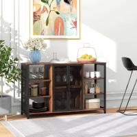 Mueble de Cocina Industrial Buffet Auxiliar con 6 Estantes Abiertos Porta Copas y Estante Ajustable para Bar Comedor 120x40x76 cm Marrón - details 1