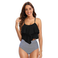 Nuevo traje de baño de dos piezas de cintura alta con bikini dividido conservador con borde de volantes - details 19