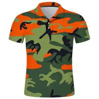 Polo con estampado de camuflaje para hombre, ropa de calle con botones, top informal con solapa, novedad de verano - details 13
