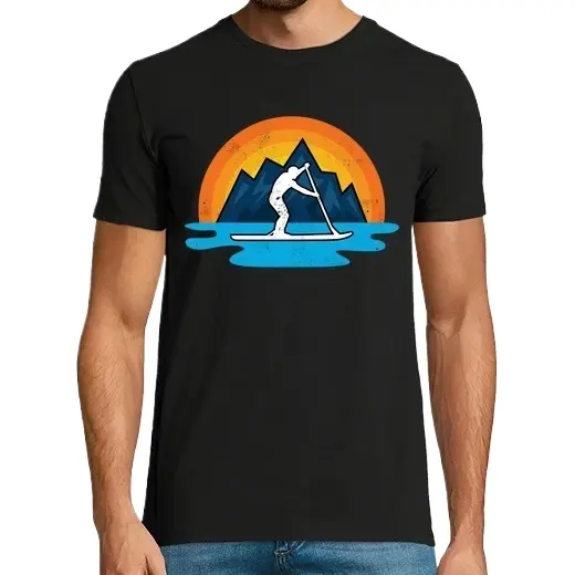 paddleboarding retro atardecer lago reg,Camiseta de Pádel Divertido, ropa para exteriores - 1