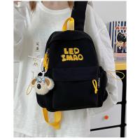 Mochila coreana simple de color sólido con alfabeto para estudiantes, mochila ligera de gran capacidad para viajes, mochila informal versátil - details 33