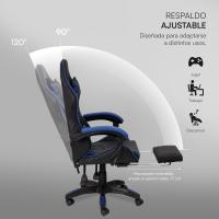 Gaming con Respaldo Ergonómico Inclinable y Altura Ajustable, Silla de Oficina con Soporte Lumbar, Acolchado y Reposapiés Extraíble, Negro, 58x66x114-124 cm - details 32