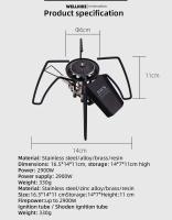 Estufa portátil plegable de acero inoxidable con tarjeta de araña negra ligera para exteriores, estufa de barbacoa para acampar - details 8