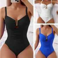 Traje de baño brillante con cuello en V para mujer 2025, traje de baño de una pieza para playa, para mujer. - details 1