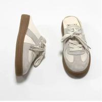 Zapatos de mulas para mujer, mocasines sin cordones con punta redonda, zapatillas para caminar, zuecos perezosos, plataforma de verano, zapatillas Creeper Baotou - details 2