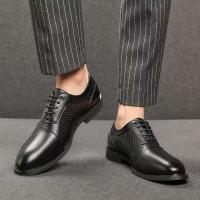 Zapatos formales de cuero genuino para hombres y zapatos casuales de boda Oxford, zapatos de altura de negocios - details 2