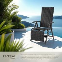 Respaldo Ajustable y Reposapiés, Silla Conjunto Jardín Exterior, Muebles Jardín Exterior Resistentes a Intemperie, Reposabrazos en Madera - marrón - details 17